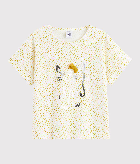 Tee-shirt imprimé enfant fille blanc MARSHMALLOW/jaune BOUDOR