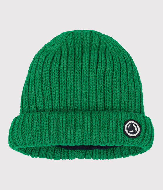 Bonnet bébé en tricot doublé en polaire recyclée MATCHA