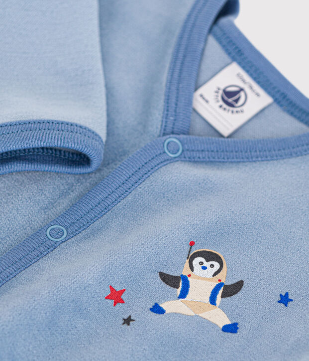 Pyjama en velours b&eacute;b&eacute; bleu