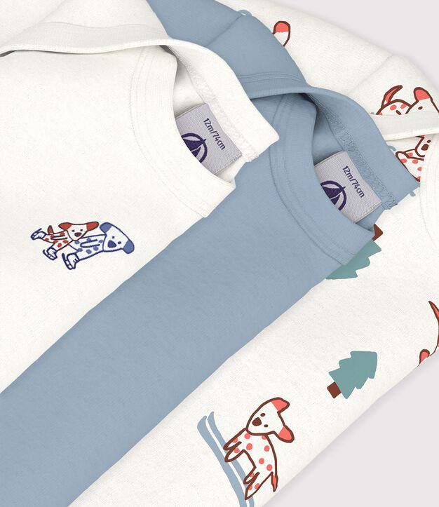 Lot de bodies manches longues en coton imprim&eacute; chiens b&eacute;b&eacute; multicouleur