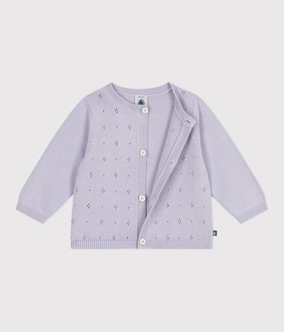 Cardigan bébé en tricot de coton uni violet PARME