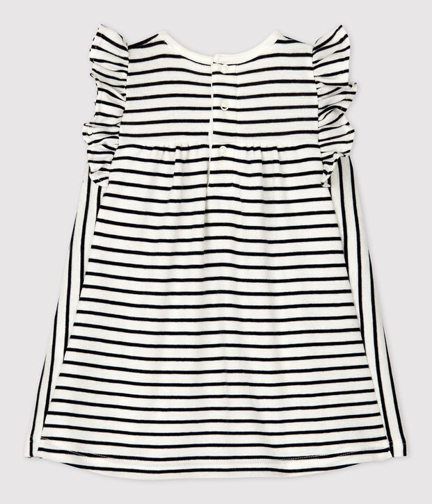 Robe body ray&eacute;e marini&egrave;re en coton bio b&eacute;b&eacute; blanc/bleu