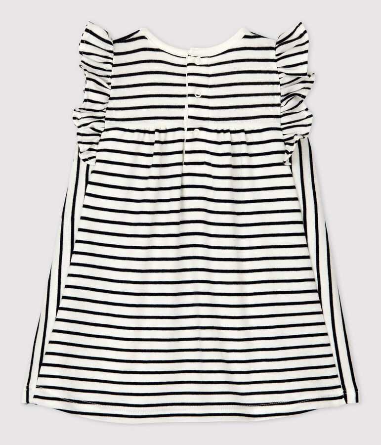 Robe body ray&eacute;e marini&egrave;re en coton bio b&eacute;b&eacute; blanc MARSHMALLOW/bleu SMOKING