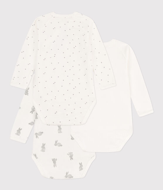 Lot de 3 bodies croisés manches longues lapins en coton variante 1