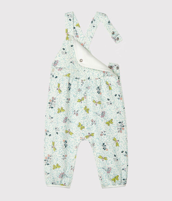 Salopette longue bébé fille en molleton blanc MARSHMALLOW/blanc MULTICO