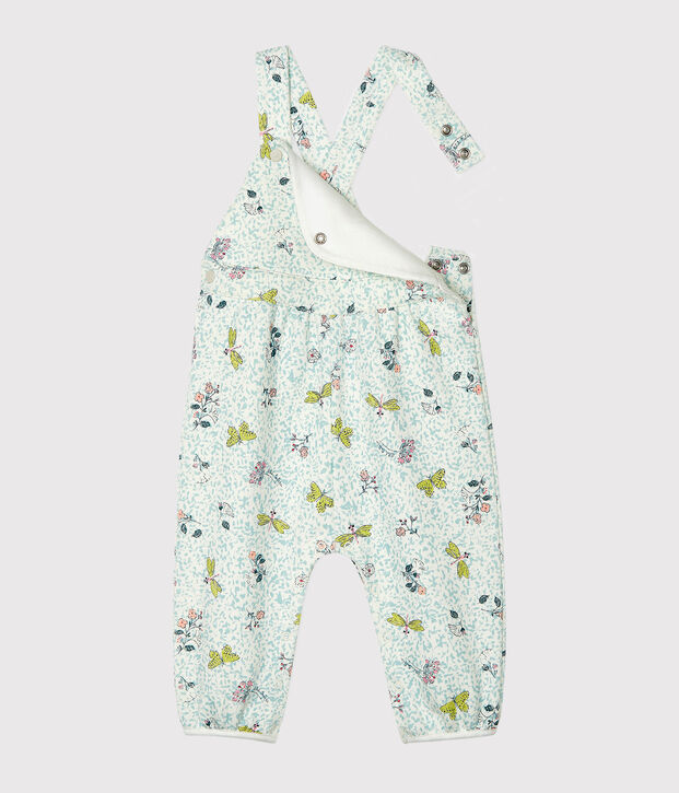 Salopette longue b&eacute;b&eacute; fille en molleton blanc/multicouleur
