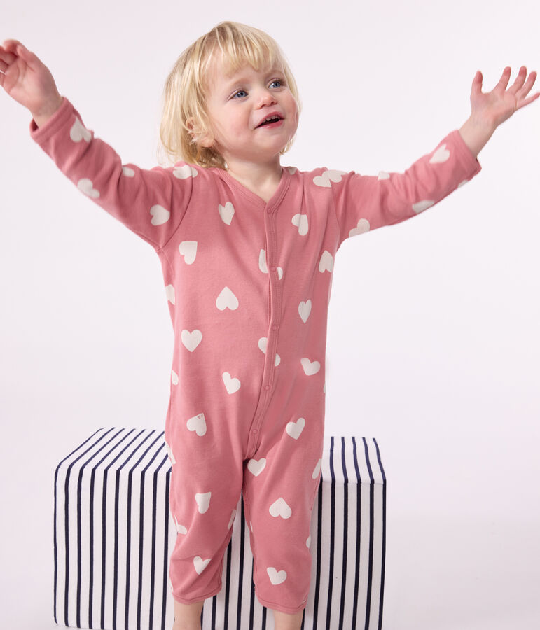 Pyjama sans pieds imprim&eacute; en coton b&eacute;b&eacute; rose ROSEWOOD/ MARSHMALLOW