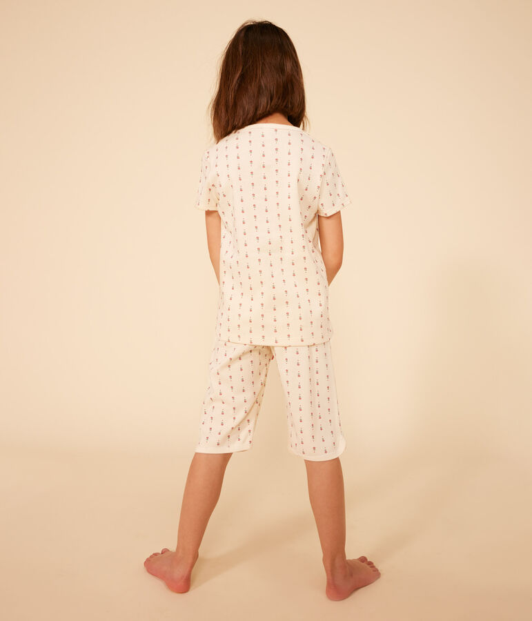Pyjama capri imprim&eacute; fleur en coton enfant blanc AVALANCHE/ MULTICO