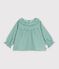 Blouse b&eacute;b&eacute; en coton manches longues imprim&eacute;e vichy c&oelig;urs vert/blanc