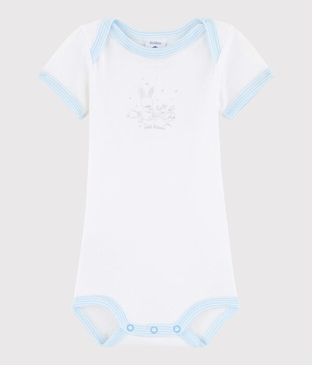 Body manches courtes b&eacute;b&eacute; gar&ccedil;on blanc/bleu