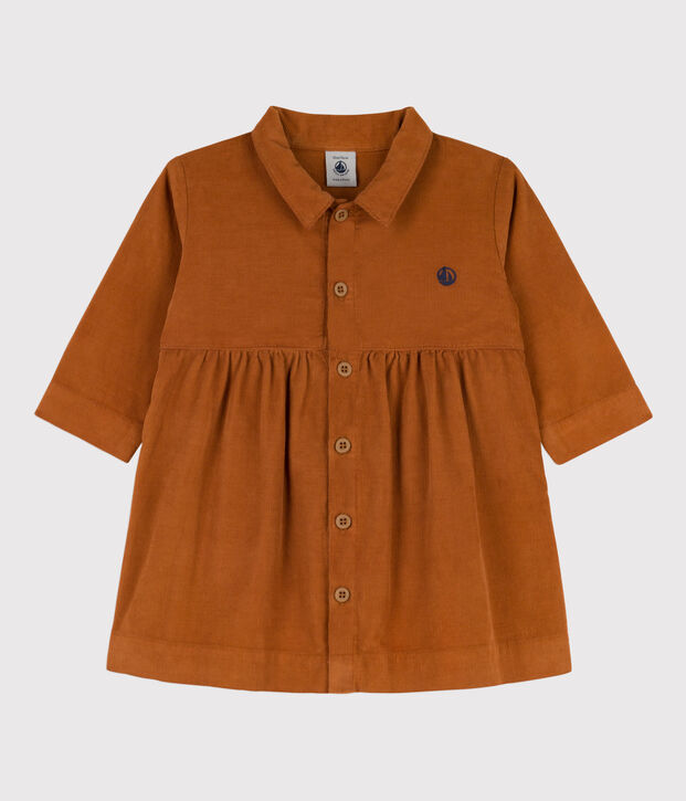 Robe manches longues b&eacute;b&eacute; en velours fin marron