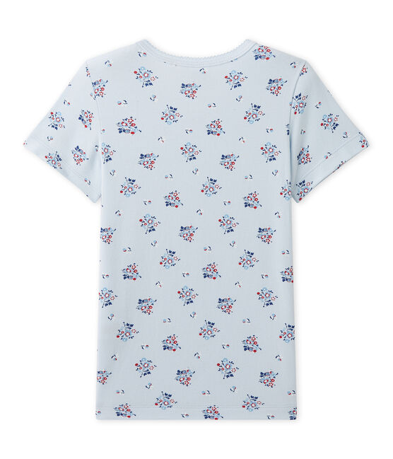 T-shirt fille imprimé en jersey stretch bleu FRAICHEUR/blanc MULTICO