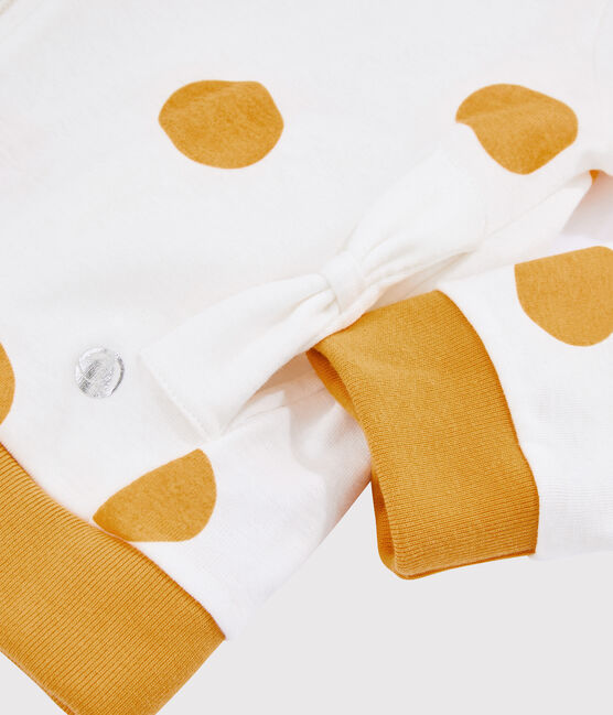 Sweatshirt capuche enfant fille blanc MARSHMALLOW/jaune BOUDOR