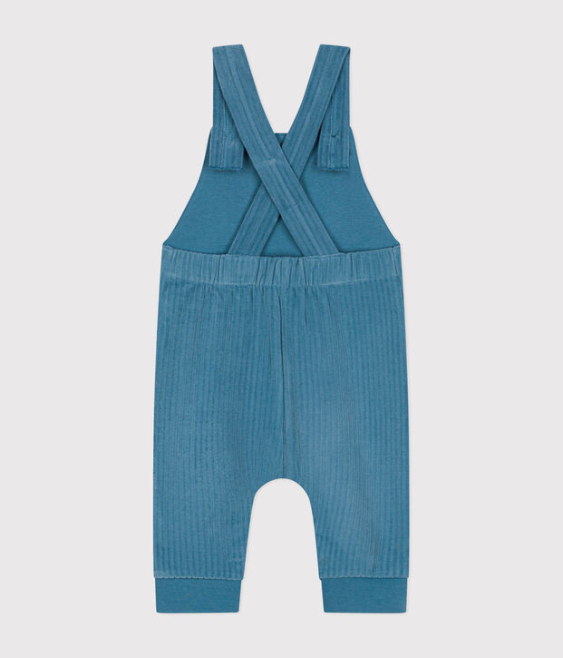 Salopette longue en velours b&eacute;b&eacute; bleu