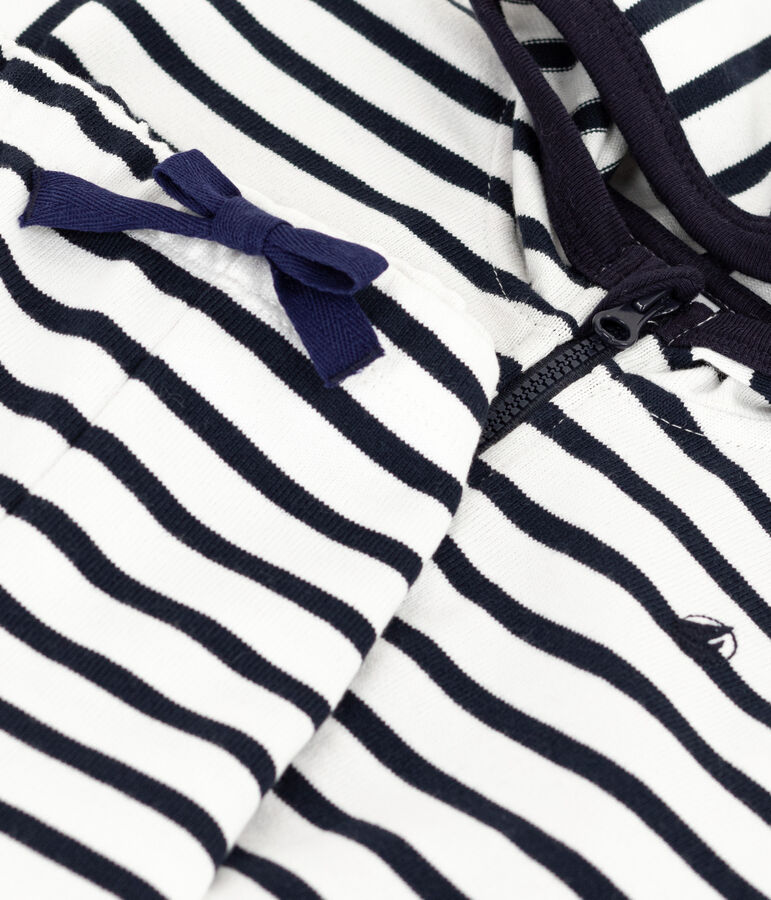 Ensemble ray&eacute; marini&egrave;re en jersey &eacute;pais b&eacute;b&eacute; blanc/bleu