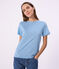 Tee-shirt femme en coton manches courtes uni bleu