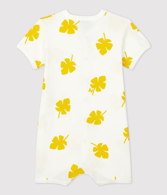 Combicourt imprimé végétal bébé en coton blanc MARSHMALLOW/ ORGE