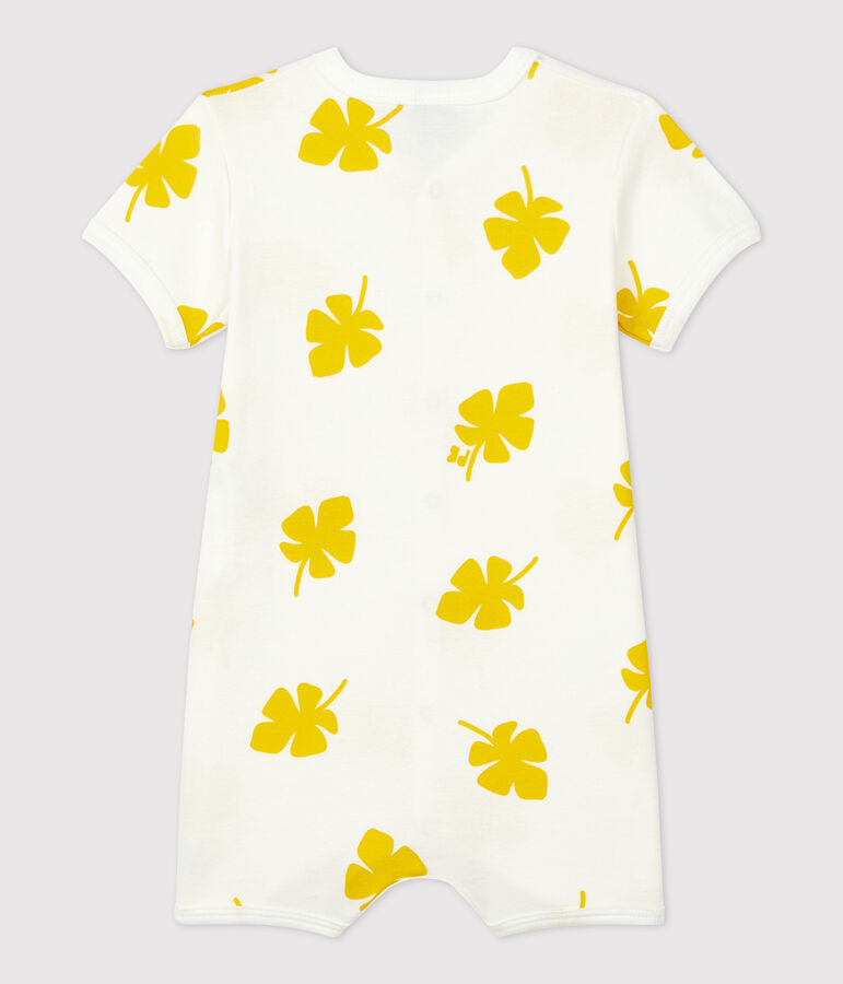 Combicourt imprim&eacute; v&eacute;g&eacute;tal b&eacute;b&eacute; en coton blanc MARSHMALLOW/ ORGE