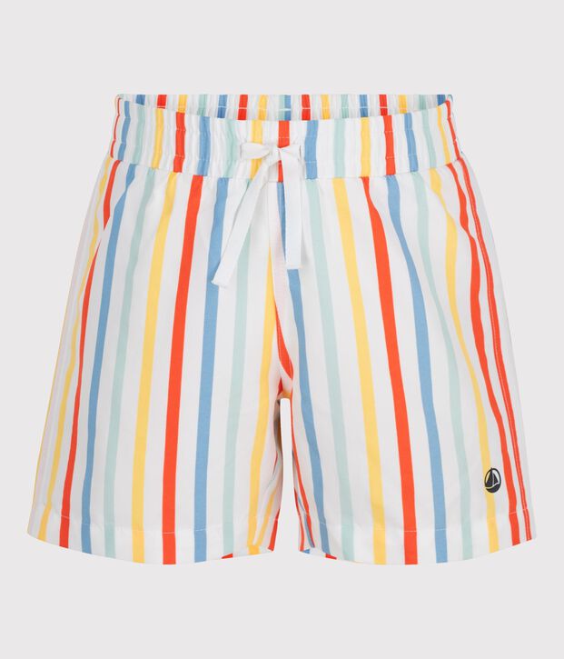 Short de bain enfant &agrave; rayures blanc/multicouleur