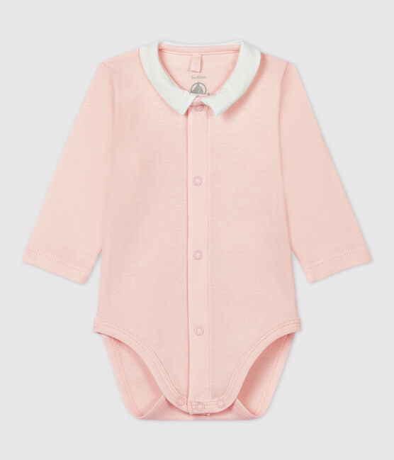 Body rose à col bébé en coton biologique rose FLEUR