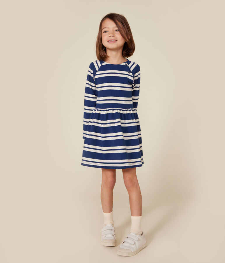 Robe manches longues en coton &eacute;pais enfant fille bleu MEDIEVAL/ MONTELIMAR