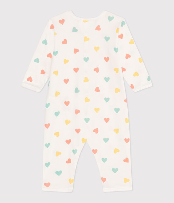 Pyjama bébé en coton sans pieds cœurs blanc MARSHMALLOW/blanc MULTICO