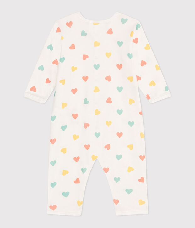Pyjama b&eacute;b&eacute; en coton sans pieds c&oelig;urs blanc/multicouleur