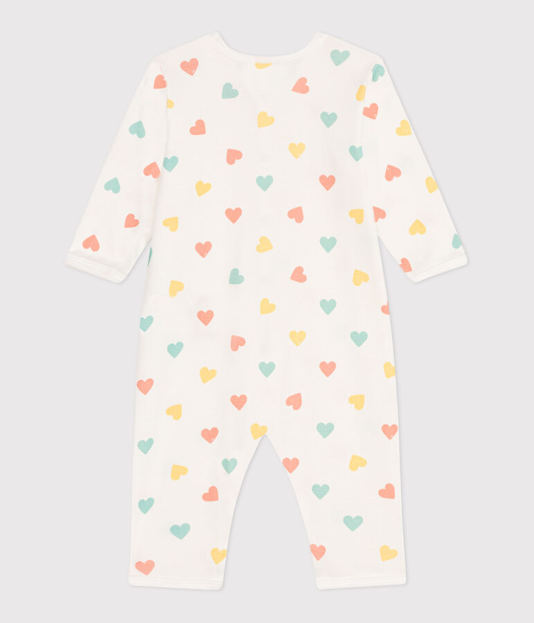 Pyjama b&eacute;b&eacute; en coton sans pieds c&oelig;urs blanc MARSHMALLOW/blanc MULTICO