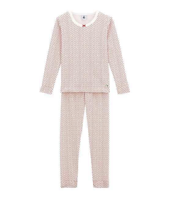 Pyjama petite fille coupe ajustée blanc MARSHMALLOW/blanc MULTICO