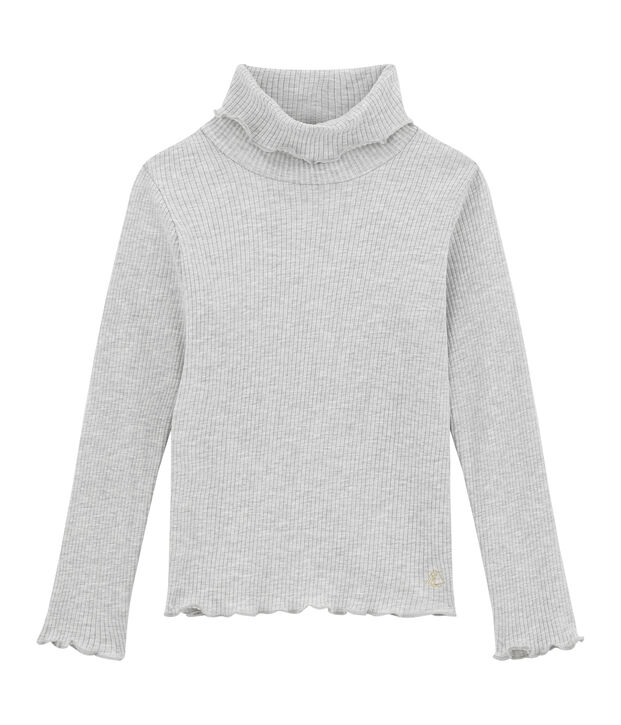 tee-shirtmanches longues col roul&eacute;s gris chin&eacute; clair