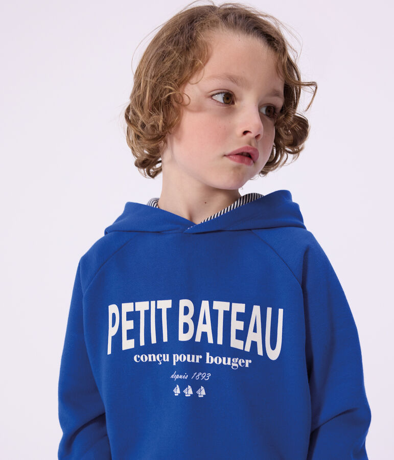 Sweatshirt &agrave; capuche enfant en coton bleu PERSE