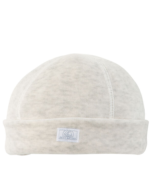 Bonnet de naissance en velours beige