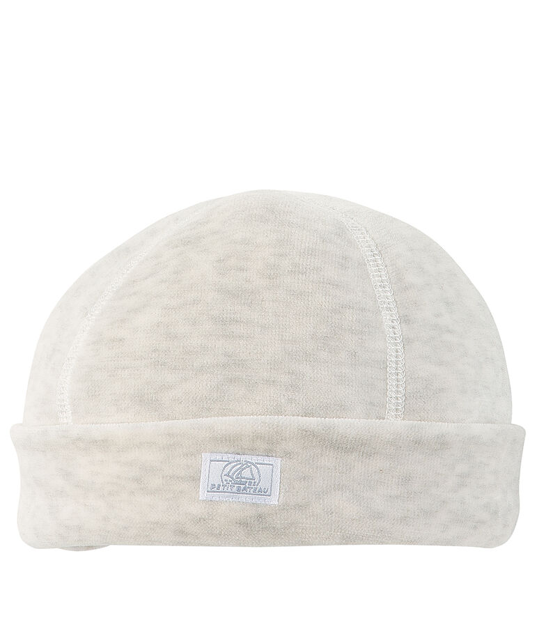 Bonnet de naissance en velours beige