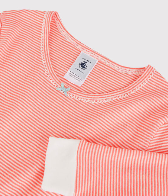 Pyjama snugfit rayé milleraies petite fille en coton rose PEACHY/blanc MARSHMALLOW