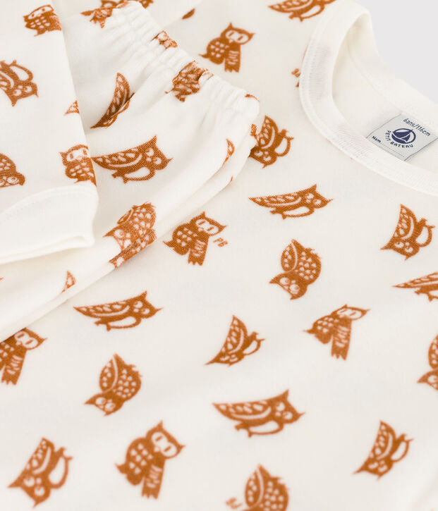 Pyjama en velours  enfant blanc/marron