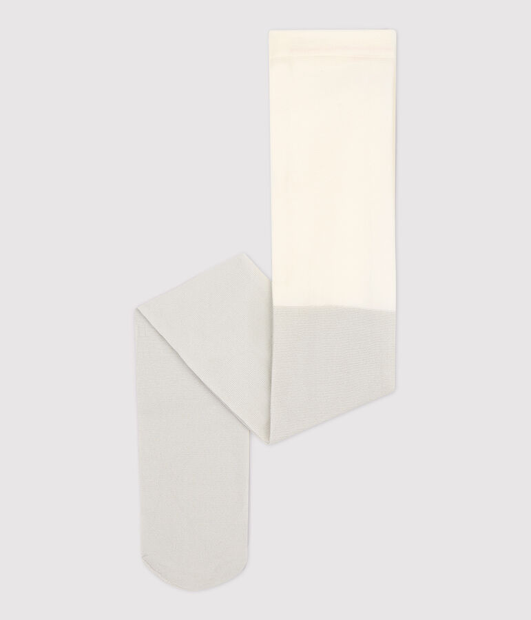 Collants en microfibre &agrave; paillettes  enfant fille blanc MARSHMALLOW/gris ARGENT