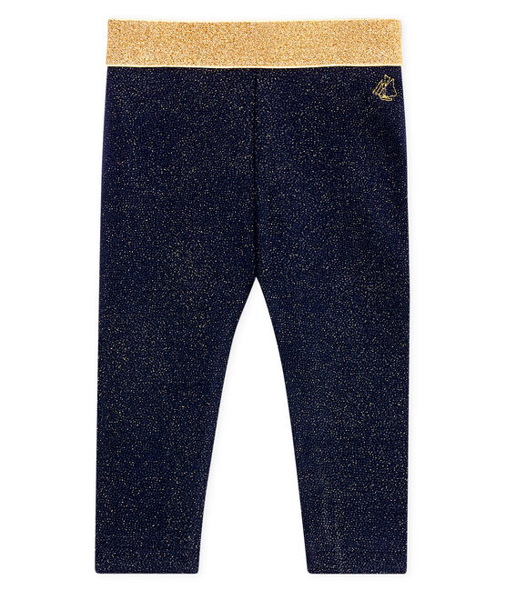 Legging bébé fille pailleté bleu SMOKING/jaune DORE