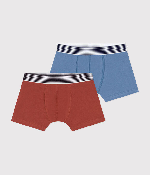 Lot de 2 boxers en coton et &eacute;lasthanne enfant multicouleur
