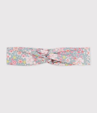 Bandeau enfant en popeline imprim&eacute; fleuri