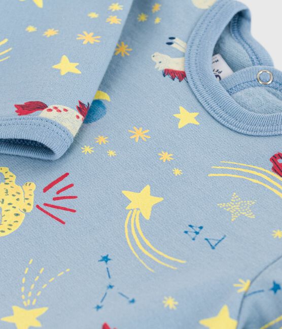 Pyjama bébé en molleton gratté ouverture au dos imprimé ADRIATIC/ MARSHMALLOW