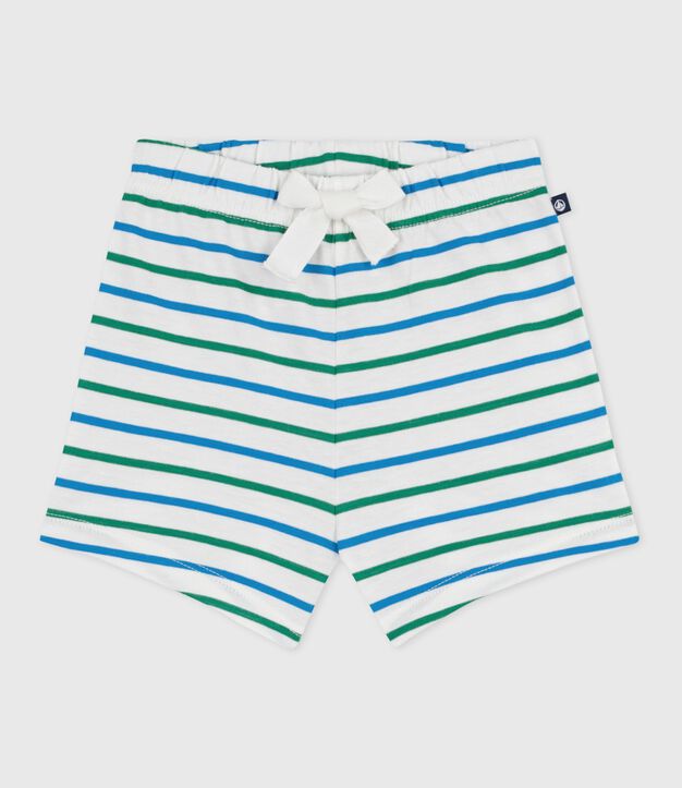 Short b&eacute;b&eacute; en coton ray&eacute; bicolore blanc/multicouleur