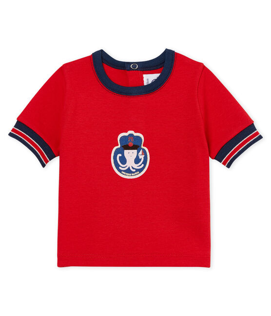 Tee-shirt manches courtes à motif bébé garçon rouge TERKUIT
