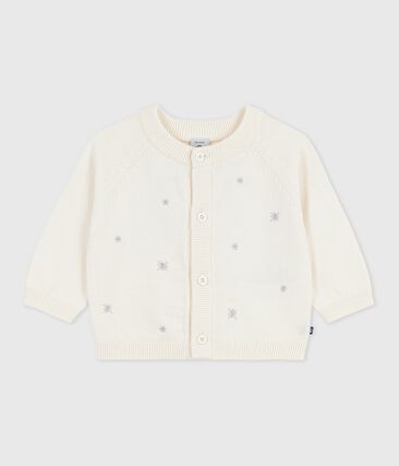 Cardigan bébé en tricot laine et coton brodé d'étoiles