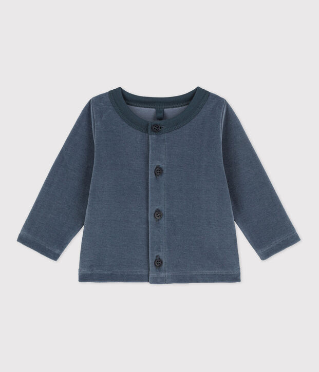 Cardigan en velours b&eacute;b&eacute; en coton gris