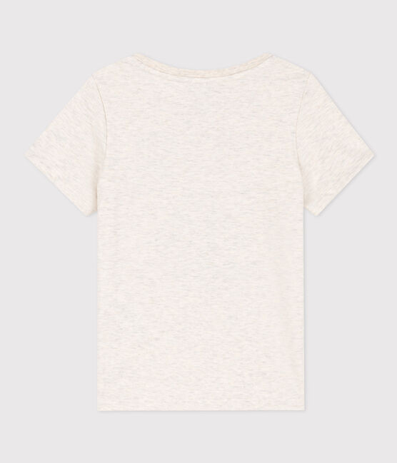 Tee-shirt manches courtes en coton enfant fille beige MONTELIMAR CHINE