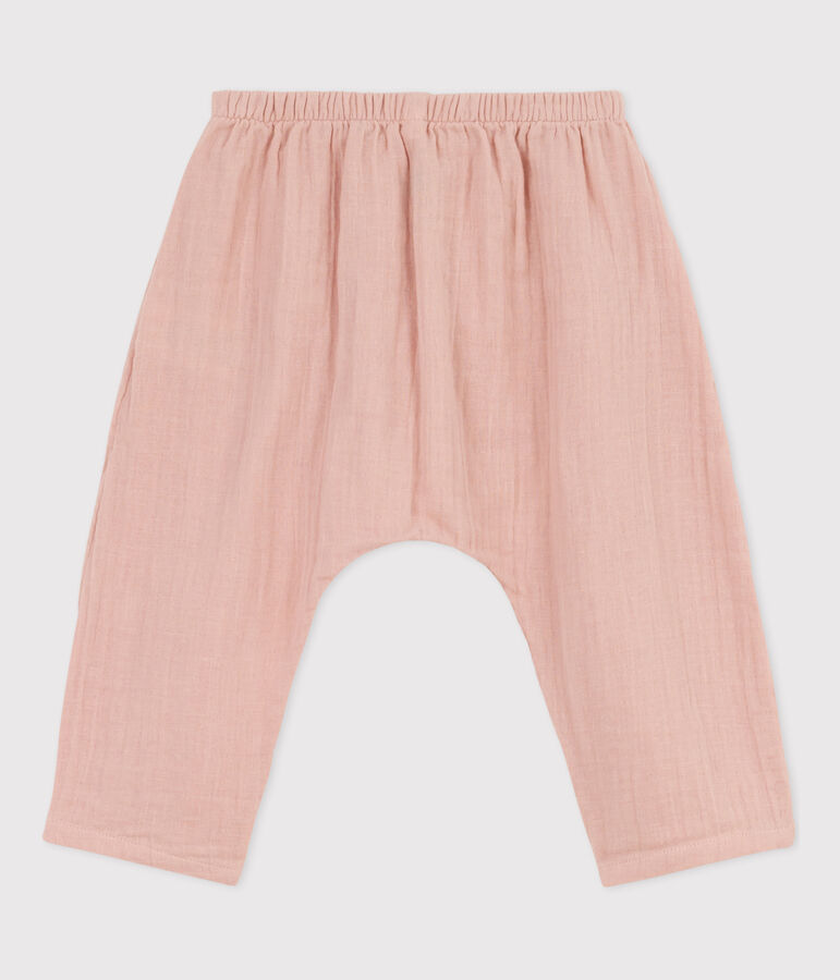 Pantalon en gaze de coton b&eacute;b&eacute; rose SALINE