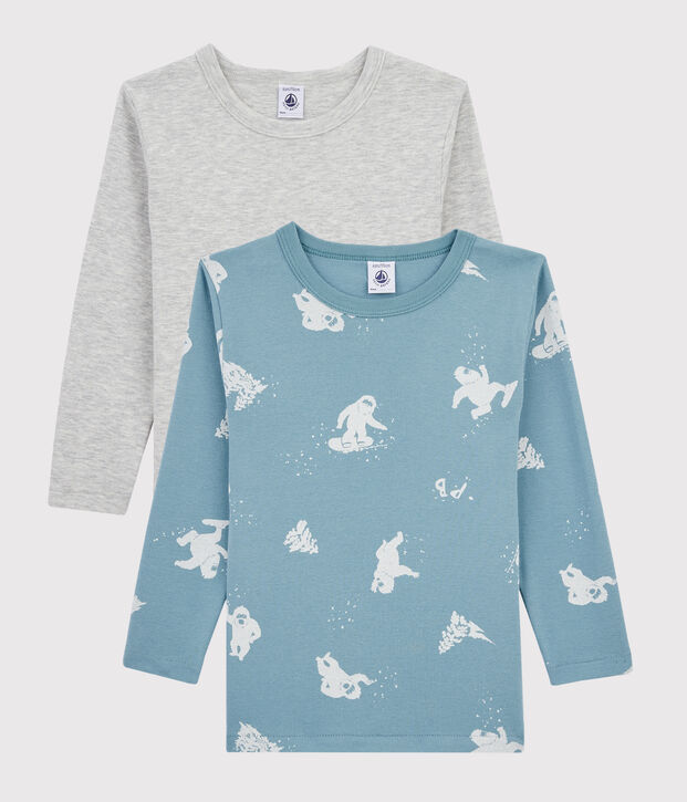 Lot de 2 tee-shirts manches longues imprim&eacute; y&eacute;ti petit gar&ccedil;on multicouleur