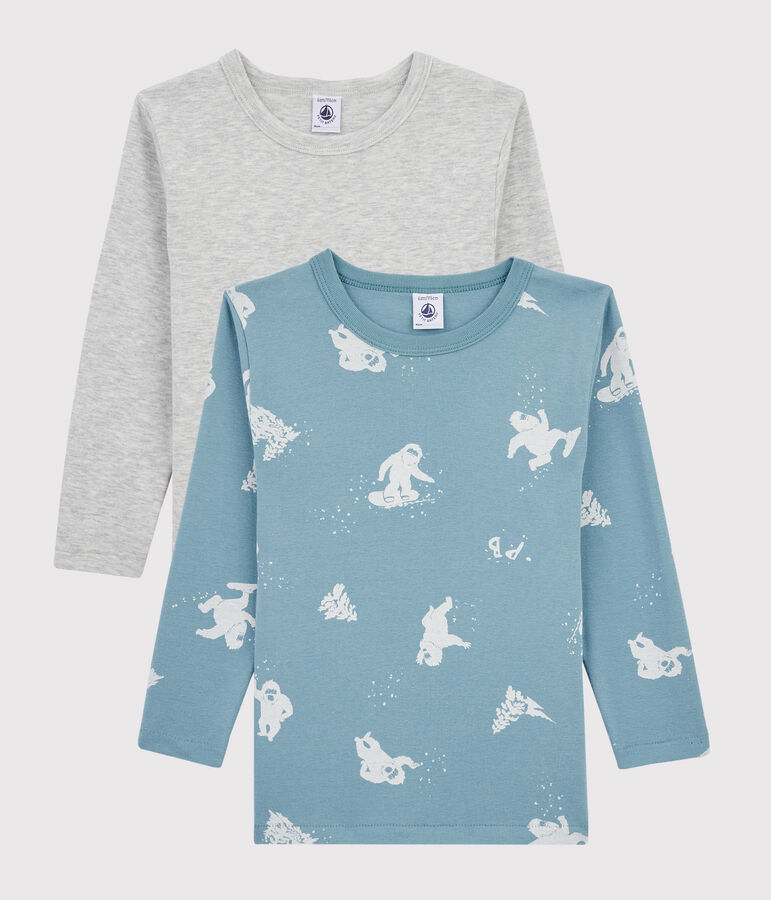 Lot de 2 tee-shirts manches longues imprim&eacute; y&eacute;ti petit gar&ccedil;on variante 1