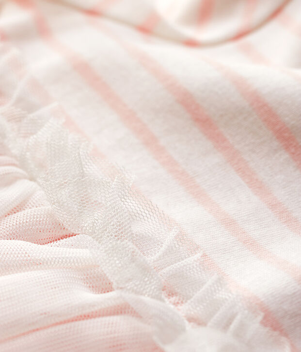 Robe bi-mati&egrave;res manches courtes b&eacute;b&eacute; fille blanc/rose