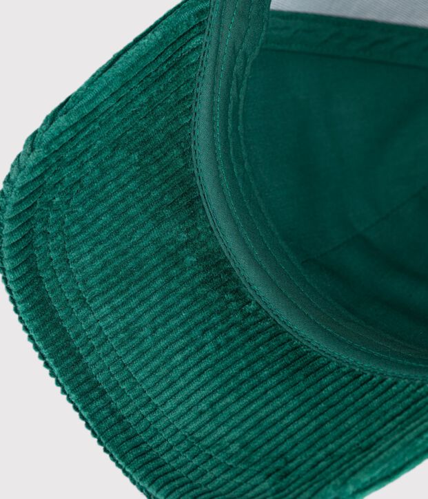 Casquette enfant en velours unie vert